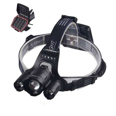 High Discount Waterproof 1000 Lumen AA Battery Powered Zoomable 4 Lighting Modes 3 LED Headlamp For Camping Hiking Hunting