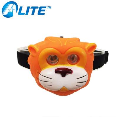 2 led animal headlamp kids soft light tiger head flashlight for promotion