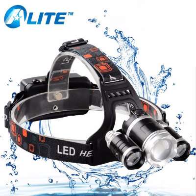 5000 Lumens 10W T6+2X R2 LED High Power Zoom DC Rechargeable Outdoor HeadLamp