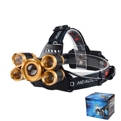 Powerful Waterproof USB Rechargeable 5-pack LED Headlamp Flashlight For Camping,Hiking,Riding